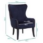 Navy Blue Velvet Armchair with Black Legs and Brass Studs - Jade Boutique