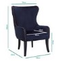 GRADE A2 - Navy Blue Velvet Armchair with Black Legs and Brass Studs - Jade Boutique