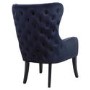 Navy Blue Velvet Armchair with Black Legs and Brass Studs - Jade Boutique