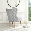 GRADE A1 - Grey Velvet Wingback Armchair with Button Detail - Jade Boutique 
