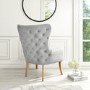 Wingback Armchair with Button Detail in Grey Velvet - Jade Boutique