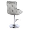 GRADE A2 - Adjustable Silver Grey Velvet Bar Stool with Chrome Swivel Base and Buttoned Back - Jade Boutique 