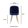 GRADE A2 - Pair of Velvet Navy Blue and Gold Dining Chairs - Jenna