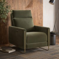 ONLY OPENED - Olive Green Velvet Electric Recliner Chair with USB - Joni