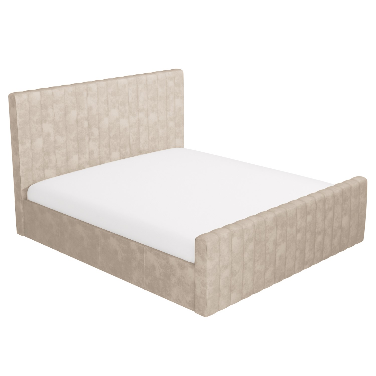 Super King Size SideOpening Ottoman Bed in Beige Velvet Khloe