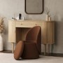 ONLY OPENED - Terracotta Chenille Dressing Table Chair with Ottoman Storage - Leah