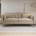LEN007 Beige Velvet 3 Seater Sofa with Square Arms - Lenny