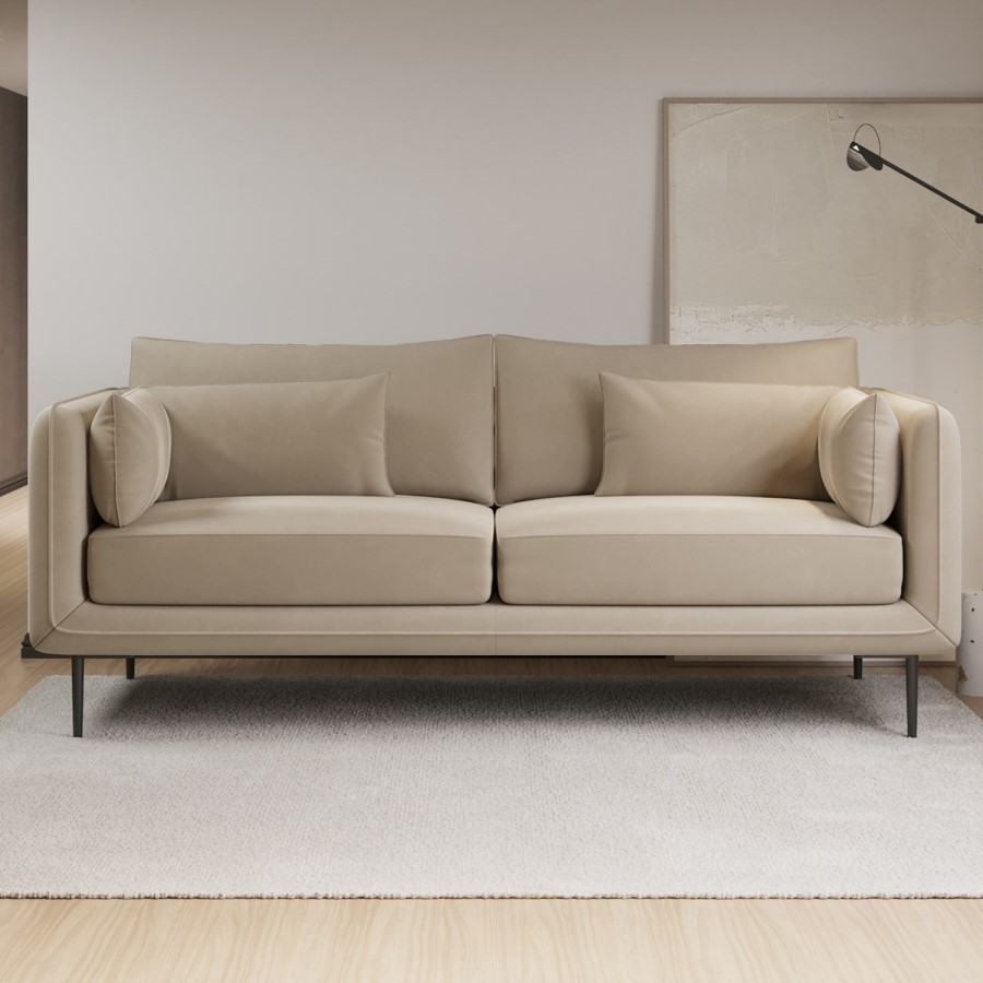 3 Seater Sofa and Armchair Set in Beige Velvet - Lenny