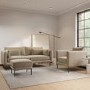 Beige Velvet 3 Seater Sofa with Square Arms - Lenny