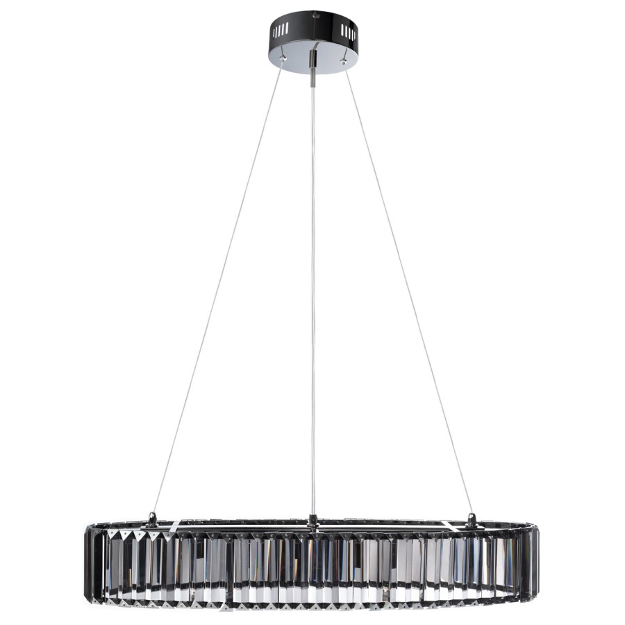 GRADE A1 - Box Opened Oval Ceiling Light with Smoked Crystals