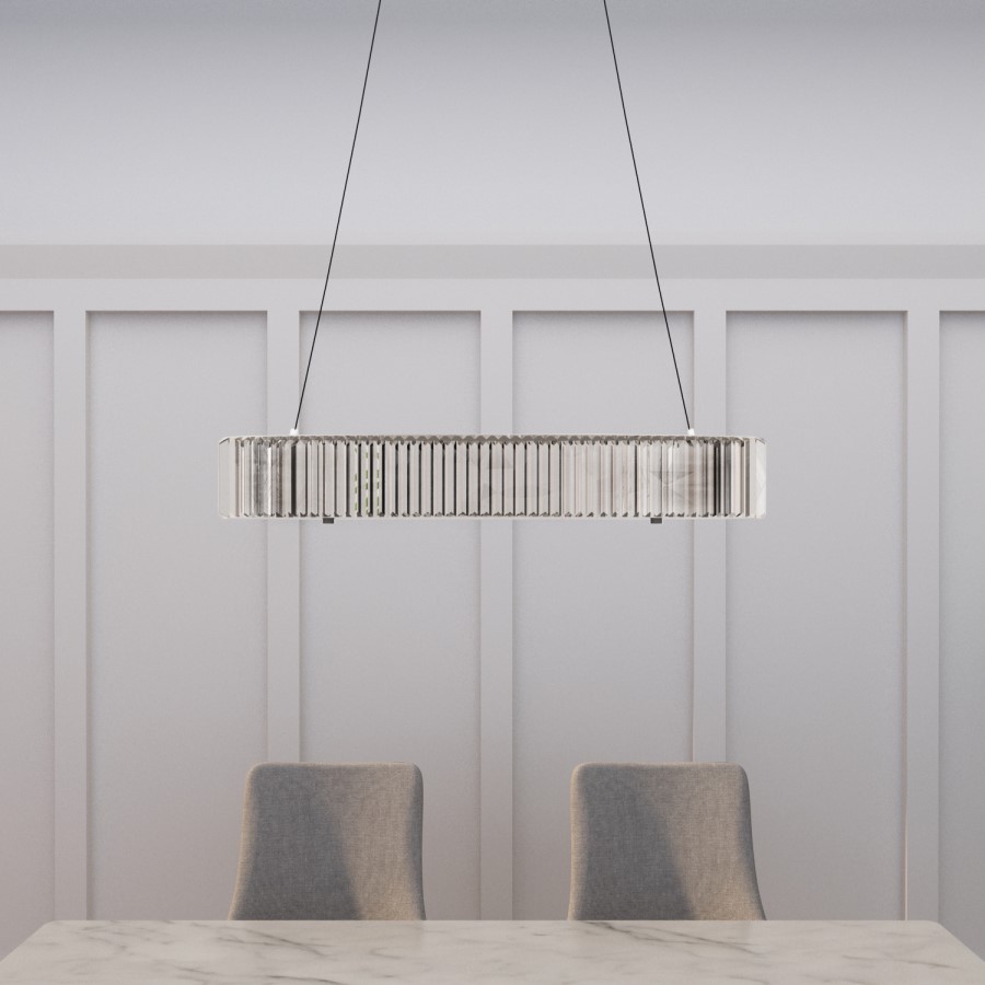 Large Grey Smoked Glass Bar Pendant Light