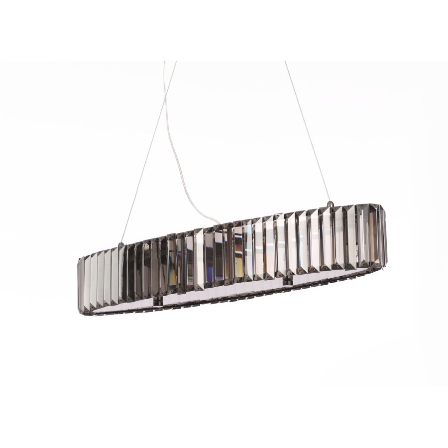 GRADE A1 - Box Opened Oval Ceiling Light with Smoked Crystals