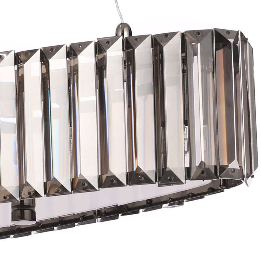 GRADE A1 - Box Opened Oval Ceiling Light with Smoked Crystals