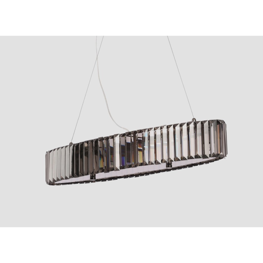 GRADE A1 - Box Opened Oval Ceiling Light with Smoked Crystals