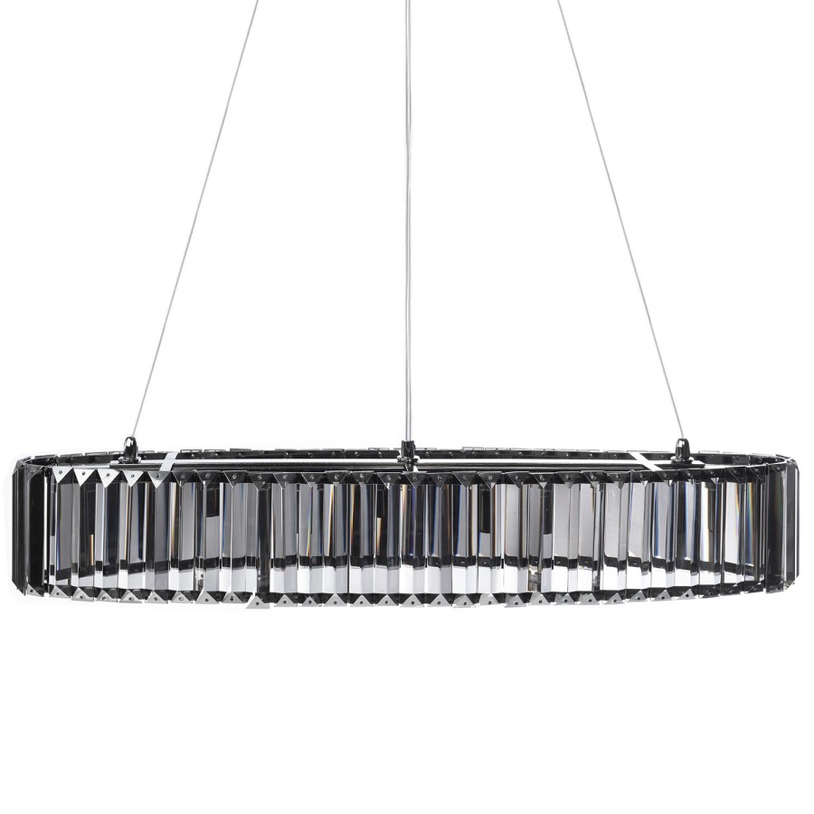 GRADE A1 - Box Opened Oval Ceiling Light with Smoked Crystals