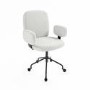 Cream Boucle Swivel Office Chair with Arms - Lulu