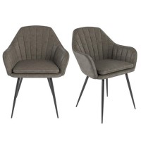 ONLY OPENED - Set of 2 Dove Grey Faux Leather Tub Dining Chairs - Logan