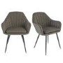 ONLY OPENED - Set of 2 Dove Grey Faux Leather Tub Dining Chairs - Logan