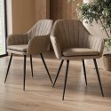A1/LOG008 ONLY OPENED - Logan Faux Leather Truffle Fabric Dining Chair