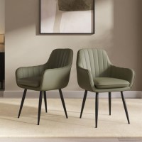 ONLY OPENED - Set of 2 Sage Green Faux Leather Dining Chairs - Logan
