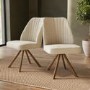 ONLY OPENED - Set of 2 Beige Upholstered Swivel Dining Chairs with Walnut Effect Legs - Logan