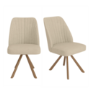 ONLY OPENED - Set of 2 Beige Upholstered Swivel Dining Chairs with Walnut Effect Legs - Logan