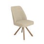 ONLY OPENED - Set of 2 Beige Upholstered Swivel Dining Chairs with Walnut Effect Legs - Logan