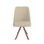 ONLY OPENED - Set of 2 Beige Upholstered Swivel Dining Chairs with Walnut Effect Legs - Logan