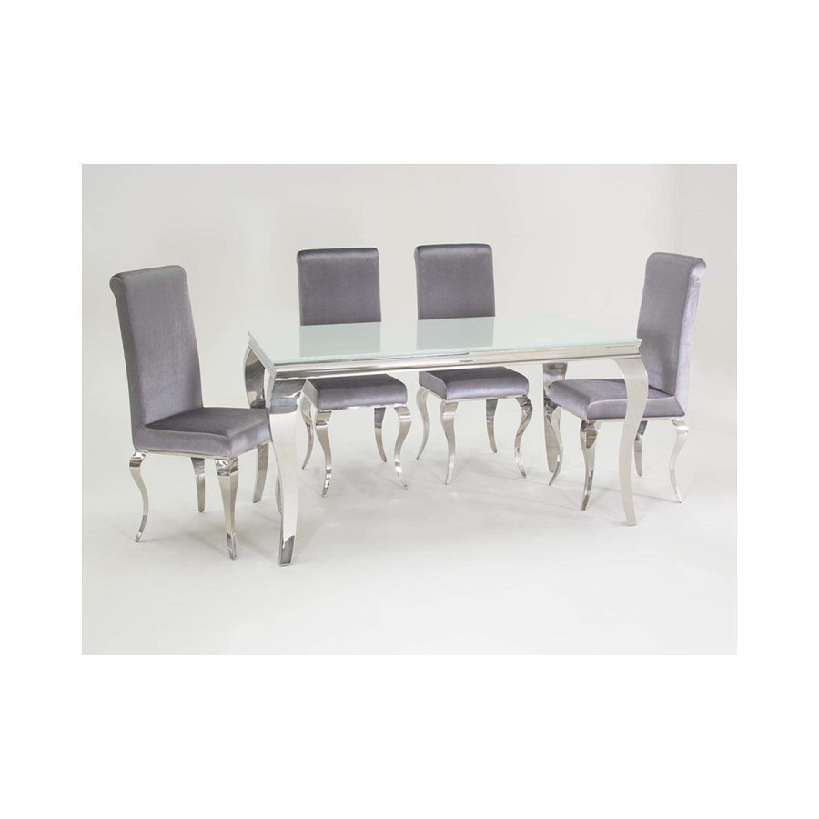GRADE A2 - Wilkinson Furniture Pair of Louis Silver Dining Chairs 