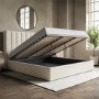 ONLY OPENED - Cream Velvet Super King Ottoman Bed With Winged Headboard - Maddox