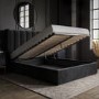 ONLY OPENED - Black Velvet King Size Ottoman Bed with Winged Headboard - Maddox