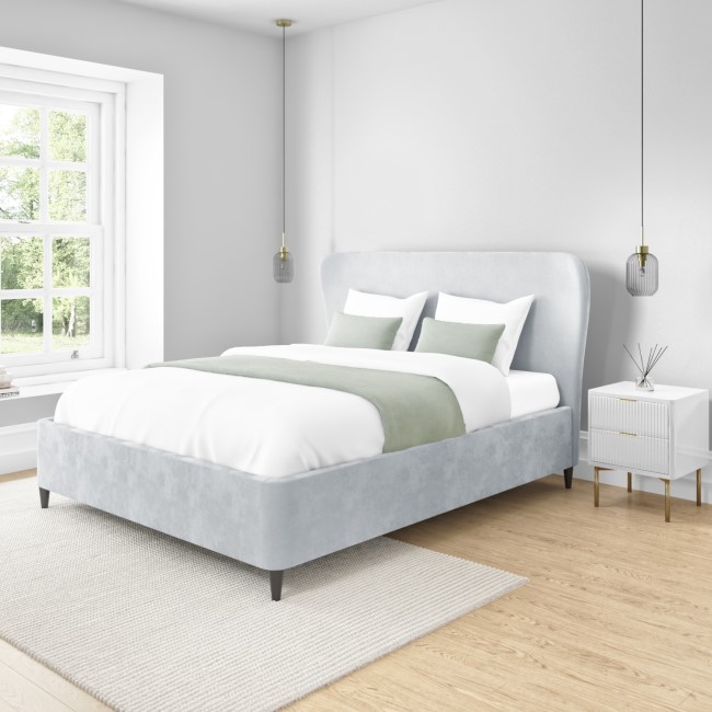 GRADE A1 Margot Double Ottoman Bed with Curved Headboard in Silver
