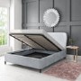 GRADE A1 - Margot Double Ottoman Bed with Curved Headboard in Silver Grey Velvet