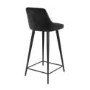 GRADE A1 - Charcoal Grey Velvet Bar Stool with Black Legs - Macie