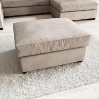 Large Beige Woven Fabric Footstool - Madison
