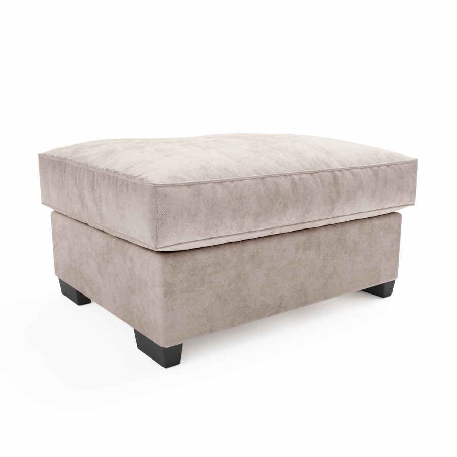 Large Beige Woven Fabric Footstool - Madison