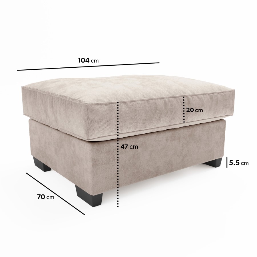 Large Beige Woven Fabric Footstool - Madison