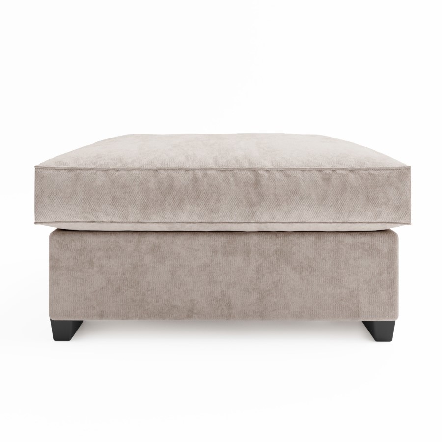 Large Beige Woven Fabric Footstool - Madison
