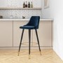 GRADE A1 - Navy Velvet Bar Stool with Back - 79cm - Maddy