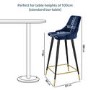 GRADE A1 - Navy Velvet Bar Stool with Back - 79cm - Maddy