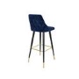 GRADE A1 - Navy Velvet Bar Stool with Back - 79cm - Maddy