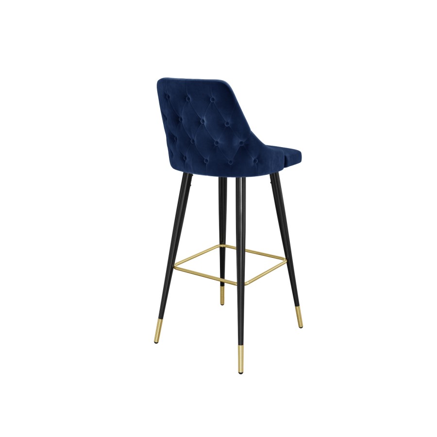 GRADE A1 - Navy Velvet Bar Stool with Back - 79cm - Maddy
