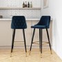 GRADE A1 - Navy Velvet Bar Stool with Back - 79cm - Maddy