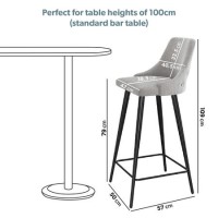 GRADE A1 - Grey Fabric Bar Stool with Back - 79 cm - Maddy