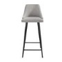 GRADE A1 - Silver Grey Woven Fabric Bar Stool with Button Back - Maddy