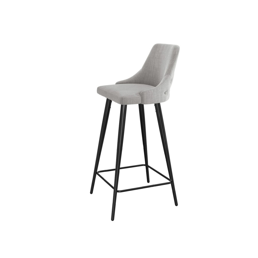 GRADE A1 - Grey Fabric Bar Stool with Back - 79 cm - Maddy