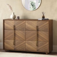 ONLY OPENED - Wide Walnut Mid-Century Chest of 6 Drawers with Parquet Finish – Nikita