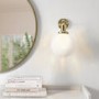 GRADE A1 - Opal Smooth Glass Globe Wall Light with Brass Finish - Salerno