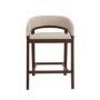 ONLY OPENED - Walnut & Beige Upholstered Curved Kitchen Stool with Back - Owen