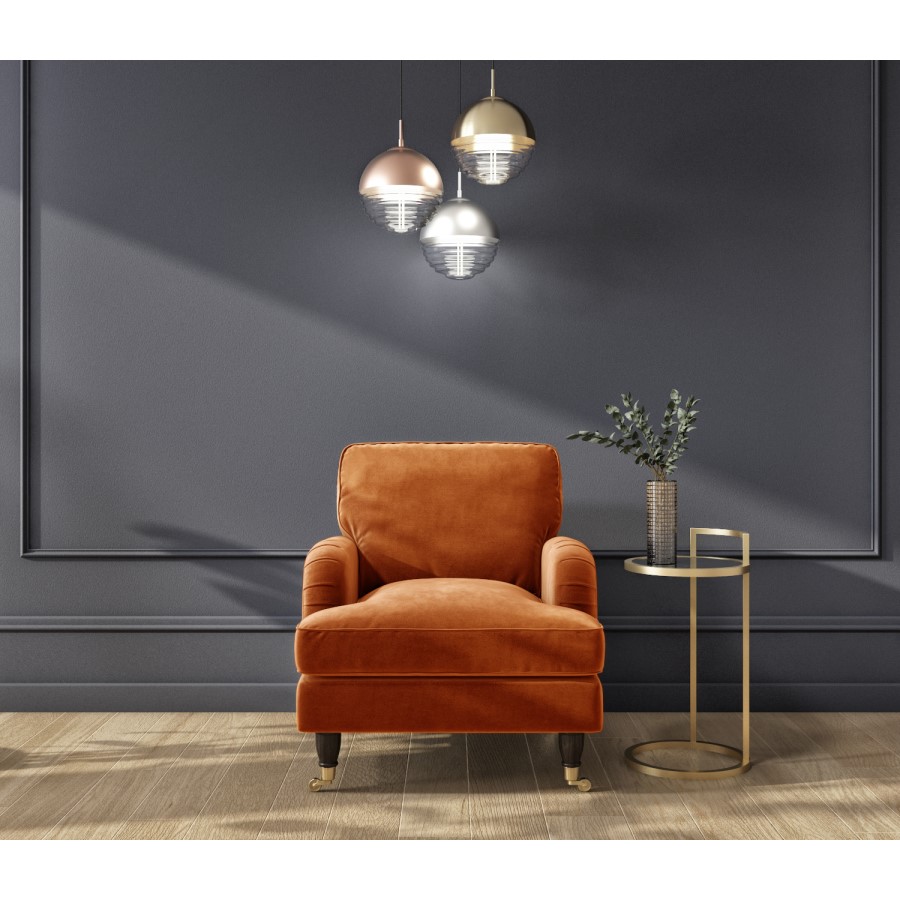 GRADE A2 - Opulence Orange Velvet Armchair - Payton